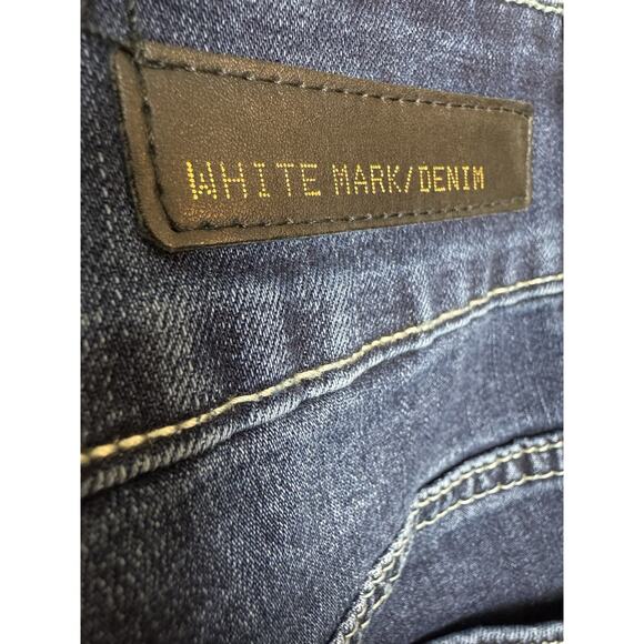 White Mark Womens Plus 2X 20 W Blue Super Stretch Denim with Cheetah Pannel NWT - Picture 7 of 12